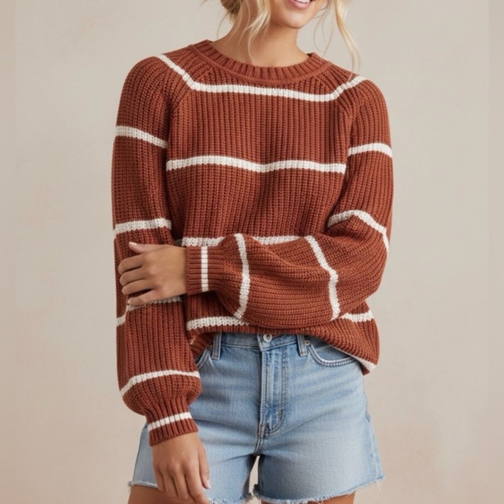 FAHERTY Seasons Sweater Spice Stripe Cotton Bamboo Knit